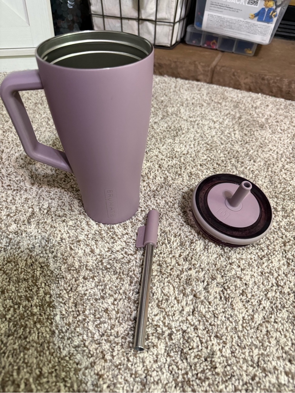 Brumate Lavender Travel Mug with Straw Lid - Insulated Handle Tumbler